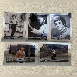 All 5 Bruce Lee Dragon 2024 Silver Chrome Refractor MMA Movie Cards BV $50